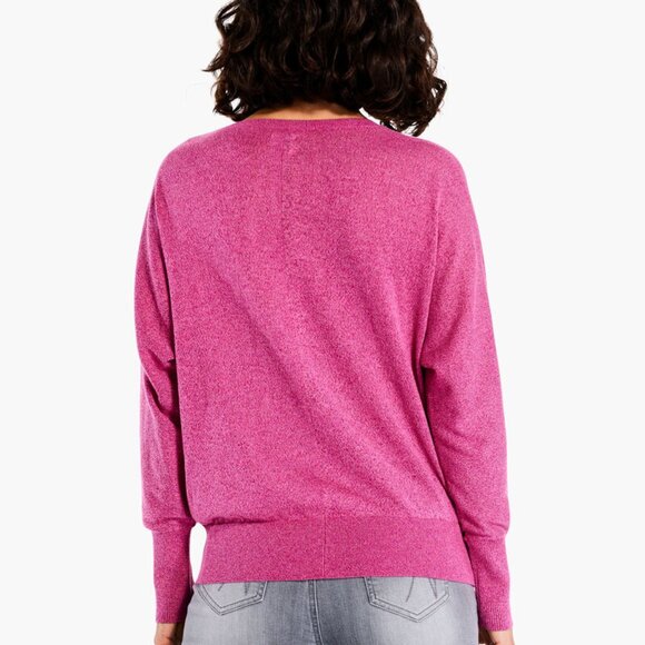 NIC+ZOE Pink Metallic Soft Sleeve Twist Cutout Sweater Stretch - Picture 4 of 13